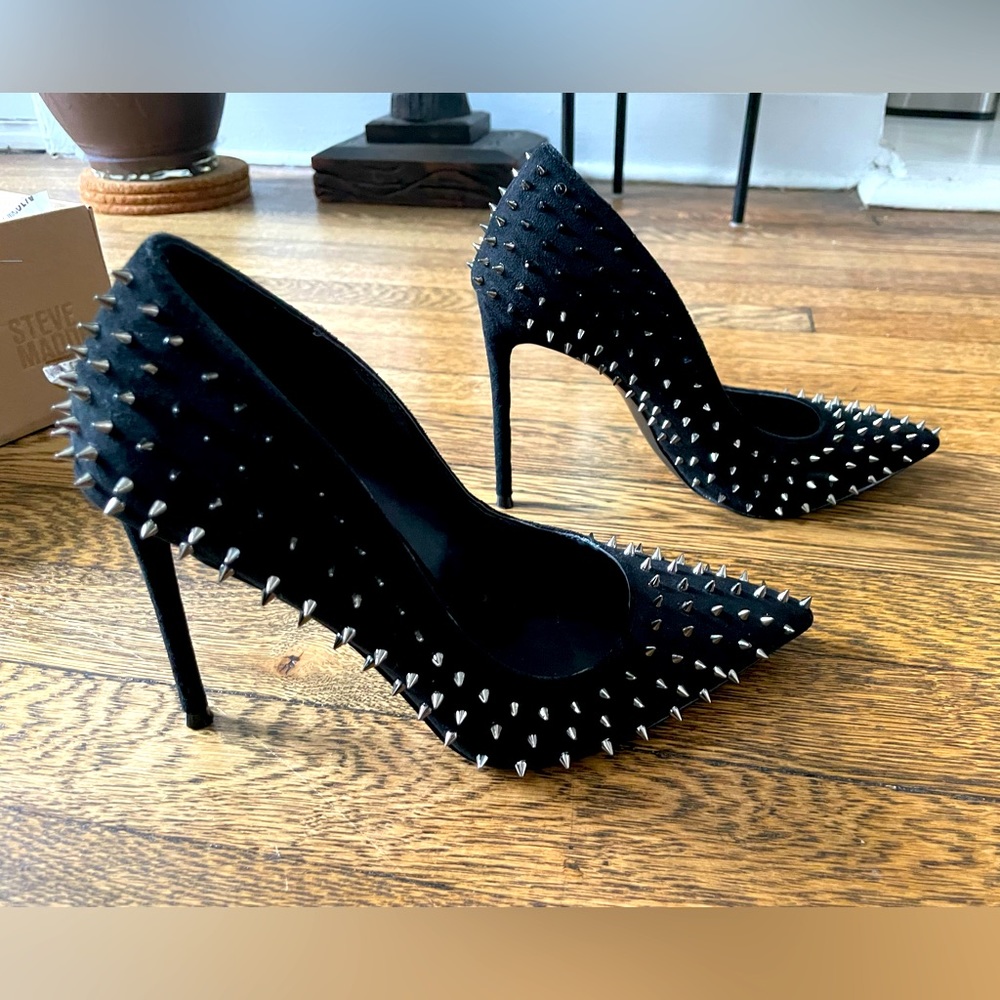 Steve Madden black spike studded stiletto heels